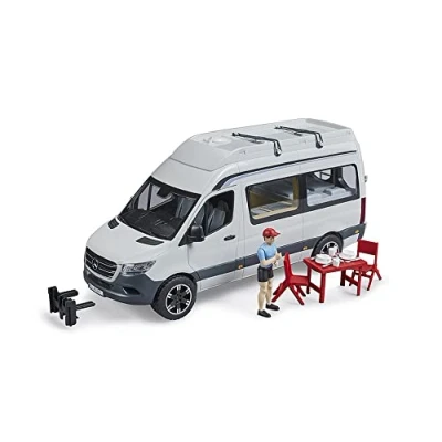 Imagen de bruder 02672 Mercedes Benz Sprinter Camper con conductor, juego de camping, vajilla, camper, autocaravana, campervan