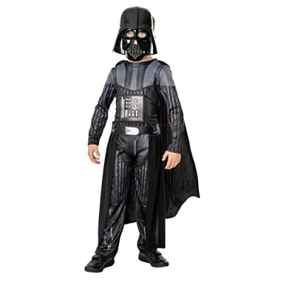 Imagen de Rubies Disfraz Darth Vader Deluxe para niños, Jumpsuit impreso con máscara y capa, Oficial Star Wars Obi Wan Kenobi Carnaval, Navidad, Halloween cumpleaños