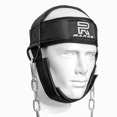 Imagen de RAXUS Arnés de Cabeza Cuello para Entrenamiento Resistencia Anillos D Extra Pesados y Cadena Acero Construir un más Grueso con Correa Ejercicio Duradero