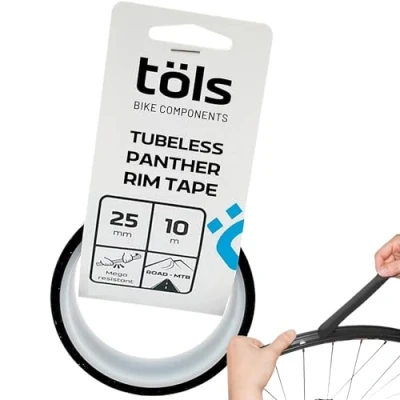 Imagen de TÖLS Fondo de Llanta, 25mm x 10M Kit Reparacion Tubeless Herramienta Bici, Cinta Sellado Llantas Ruedas MTB para Bicicleta Carretera y Montaña Tubular, Negro