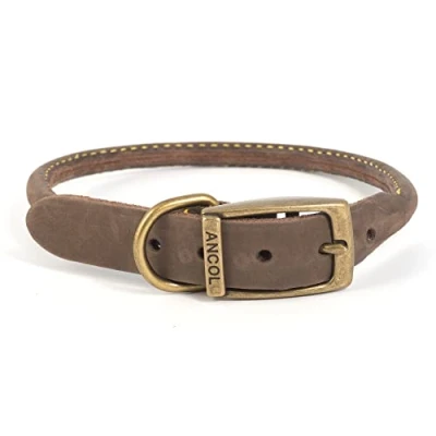 Imagen de Ancol Collar Redondo de Piel para Perros, Timberwolf