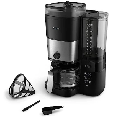 Imagen de Philips Todo en 1 Cafetera de goteo molinillo cónico incorporado para granos frescos preparación jarra vidrio 1,25 L o directamente taza