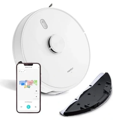 Imagen de MEDION Robot Aspirador con navegación láser y función de Limpieza X41 SW (Potente Potencia aspiración 8000Pa, 2en1, mapeo preciso, Zonas Go &amp; No Go, múltiples Suelos)