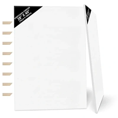 Imagen de Kurtzy Pack de 2 Lienzos para Pintar en Blanco 70 x 100 cm Set Lienzo Muy Grande Preestirado con Cuñas Madera Óleo y Acrílico Pintar, Bocetos Dibujos
