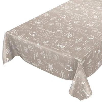 Imagen de ANRO Mantel de Hule Encerado, Lavable Color Beige, Moderno, en Estilo cafetería Retro, 160 x 140 cm