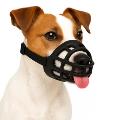 Imagen de Bozal para Perros S de Silicona Ajustable y Suave Seguro cómodo Entrenar, pasear o visitar al Veterinario Flamingo Benzo