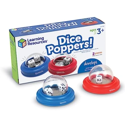Imagen de Learning Resources Cubiletes automáticos (set de 2), la forma más divertida y fácil lanzar los dados cuando juegas aprendes matemáticas, para niños 3+ años