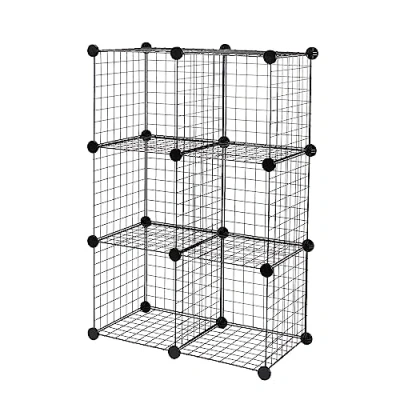 Imagen de Amazon Basics Estantes apilables de rejilla alambre compuestos por 6 cubos, 66 x 32 96.5 cm, color negro