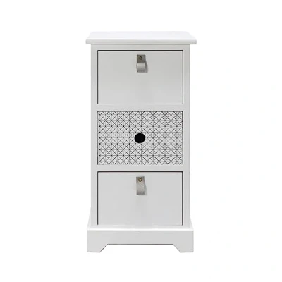 Imagen de Rebecca Mobili Mesita de Noche Pequeña, 3 Cajones, Madera MDF, Blanca Gris, Moderna, para el Baño Tamaño: 59,5 x 30 25 cm (A AN FON) Art. RE6598