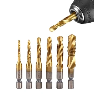 Imagen de Brocas métricas HS3 M3 M10 recubiertas con titanio y puntas roscadas 1/4 &quot;vástago hexagonal 6pcs