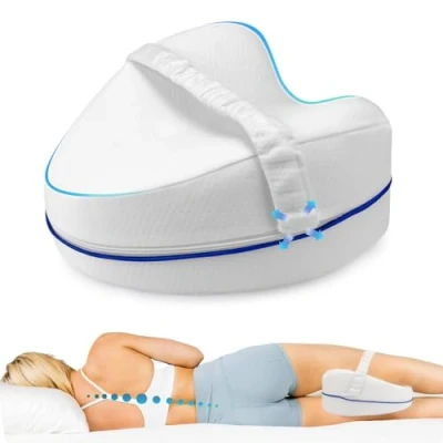 Imagen de Perffi cojín de rodilla para dormir lado, almohada ortopédica piernas sin dolor, ergonómico espuma viscoelástica viscoelástica, funda transpirable,