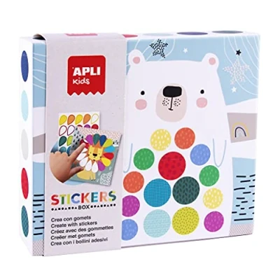 Imagen de APLI Kids 18818 Juego de gomets multicolores en caja cartón modelo OSO pegatinas para completar las ilustraciones