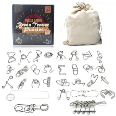 Imagen de Gracelaza 30 Piezas Juguetes Mágicos de Alambre Metal Set 3D Rompecabezas Brain Teaser Puzzle IQ Inteligencia Juguete Educativo Juego Niños y Adolescentes