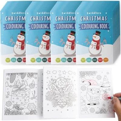 Imagen de THE TWIDDLERS 36 Mini Libros Colorear Navideños para Niños, Actividad Creativa Infantiles, Calendario Adviento, Relleno de Calcetines Navidad, Piñatas, Fiestas Cumpleaños Navidad Bolsas