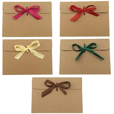 Imagen de Create idea 50 sobres con lazo de papel kraft para tarjetas regalo, Acción Gracias, invitaciones fiesta, felicitación, color marrón