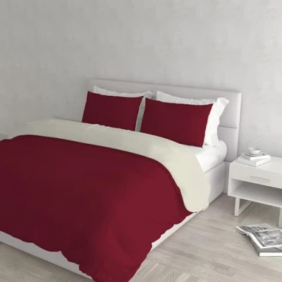 Imagen de Italian Bed Linen Color Juego de Funda nórdica Natural Colour, Algodón, Burdeos/Crema, Doble