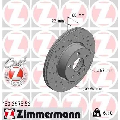 Imagen de ZIMMERMANN 150.2975.52 Disco de freno 294 22 6/5 5 112 ventilación interna, perforado revestido altamente carbonizado BMW: 3 Berlina