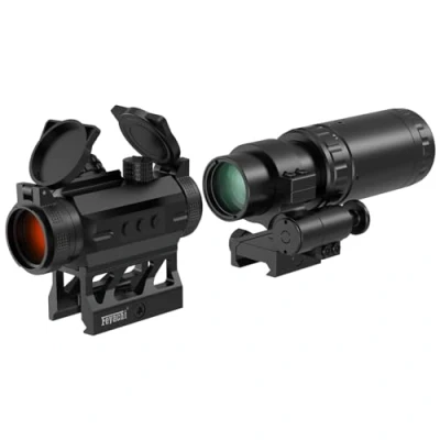 Imagen de Feyachi V30 2MOA Mira de Punto Rojo con Lupa 1,5X 5X Combo, Airsoft Sólo para Actividades Deportivas