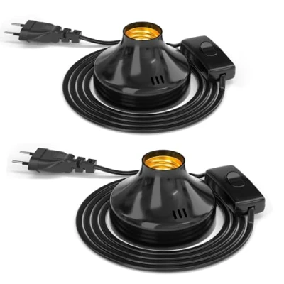 Imagen de TobeBright lampara de Mesa Vintage con Interruptor Cable, máx. 100W, Lámpara Escritorio E27, mesa, lamparas mesita noche, mesita, escritorio, negra