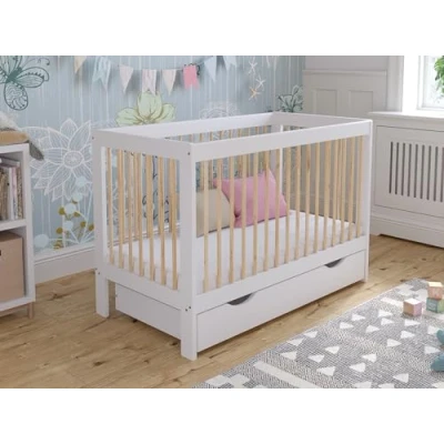 Imagen de Love For Sleep Cuna Convertible en Cama 120x60cm con Barrera de Seguridad Blanco Pino Luca Juego Completo Bebe Baby Bed, Madera