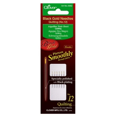 Imagen de Clover Black Gold Quilting Needles Size 12 6/Pkg