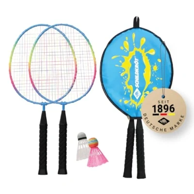 Imagen de Schildkröt Set de Badminton Junior, 2 Raquetas Acortadas 45,5 cm, Volantes, en una Funda 3/4, 970907, 46 x 22 9 cm
