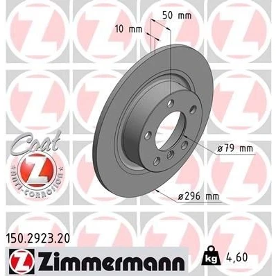 Imagen de ZIMMERMANN COAT Z 150.2923.20 Disco de freno 296 10 6/5 5 120 macizo revestido altamente carbonizado MINI: Countryman, Paceman