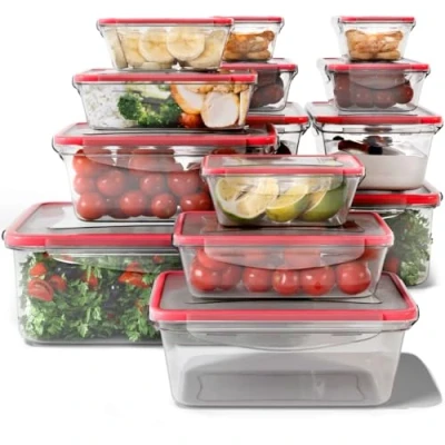 Imagen de Classbach® Cajas de almacenamiento plástico con tapa Juego 14 unidades, latas tapa, 100% estancas, lonchera/caja pan/caja