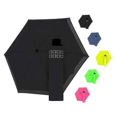 Imagen de Doppler Safety Reflect Paraguas reflectante en colores neón I con borde y abridor de mano Mini bolsa a juego bolsillo ligero para viajar
