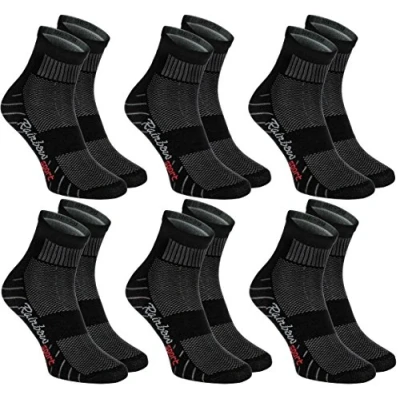 Imagen de Rainbow Socks Hombre Mujer Calcetines Deporte Colores de Algodón 6 Pares Negro Talla 44 46