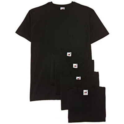 Imagen de Fruit of the Loom 61 036 0 Camiseta, Hombre, Paquete de 5, Negro, XX Large
