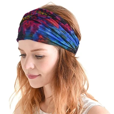 Imagen de Casualbox Tie Dye Venda Bandana Hippie Cinta Elástico Tapa Cabeza Hombre &amp; Mujeres Psicodélico Flor 60&#039;s 70&#039;s Retro Boho C