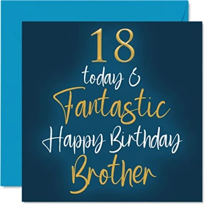 Imagen de Stuff4 Fantásticas tarjetas de cumpleaños 18 para hermano, hoy y fantásticas, tarjeta feliz hermano hermana, regalos 145 mm x mm,