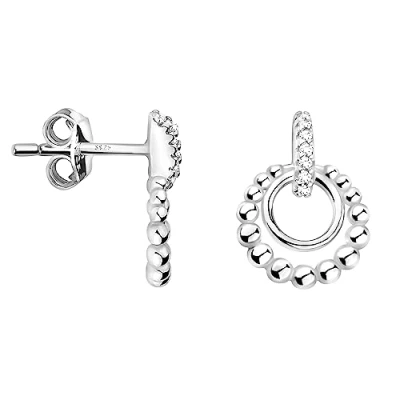 Imagen de SOFIA MILANI Pendientes para Mujeres en Plata de Ley 925 con Circonitas Pendiente Botón Barra Circular E2182