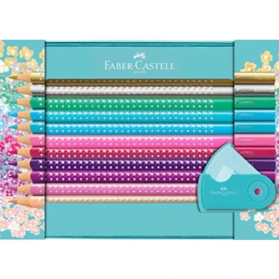 Imagen de Faber Castell 201641 Estuche de 20 lápices colores Sparkle y 1 afilalápices Sleeve mini