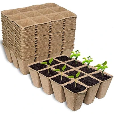Imagen de KAHEIGN 10 Piezas Bandejas De Germinación Semillas, 12 Celdas Bandeja Plantas Productor Trigo Saludable Cultivo Cultivos (con Y Tapas Piezas)
