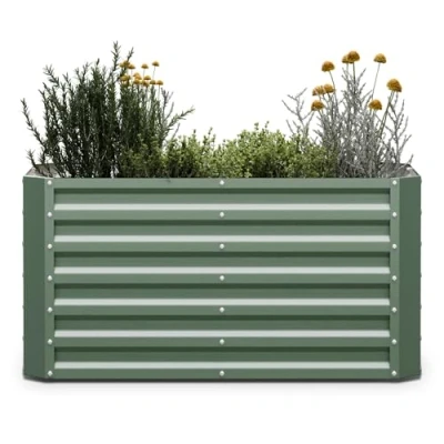 Imagen de blumfeldt Jardinera Exterior High Grow, 575L en Acero Galvalume Resistente a Heladas &amp; Óxido, Altura 60cm para Flores, Hierbas Verduras Montaje Fácil, Diseño Clásico