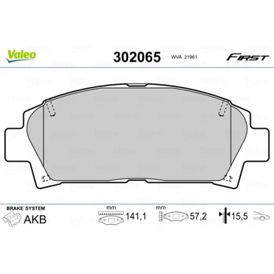 Imagen de VALEO 302065 Juego de pastillas freno FIRST Eje delantero excl. contacto avisador desgaste sin chapa antichirridos TOYOTA: MR2 II Coupé