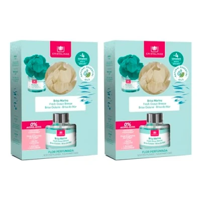 Imagen de CRISTALINAS Pack 2 Ambientador Flor Perfumada Aroma Brisa Marina Larga Duración 4 Semanas 2x40ml 0% Alcohol
