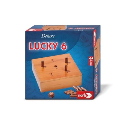Imagen de Noris 606102046 Deluxe Lucky 6 (Juego de Dados a Partir años) Juegos clásicos Super Six en Madera Adultos y niños, 2 Jugadores, Aprox. 20 Minutos duración del Juego