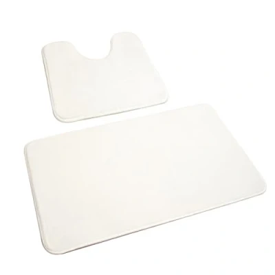 Imagen de Rururug Juego de 2 alfombrillas baño lavables, color blanco, microfibra, secado rápido, antideslizantes, para inodoro, (50 x 80 cm + 50 40 cm)