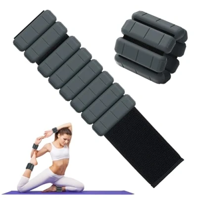 Imagen de TOPESCT Juego de 2 pesas ajustables para muñeca y tobillo (1 libra/2 libras cada una), pulsera con peso entrenamiento fuerza, caminar, correr, pilates, trotar, yoga (Charcoal, 2lbs/each)