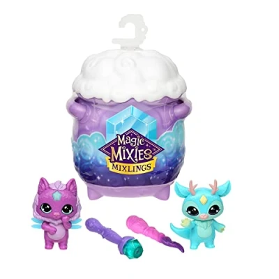Imagen de Magic Mixies Mixlings 2 Pack, Tap &amp; Reveal, calderón pequeño y una Varita mágica de Juguete con un muñeco Sorpresa, para niños niñas a Partir 5 años, Famosa (MG001000)
