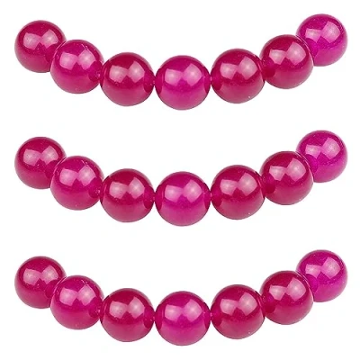 Imagen de MJDCB 8mm 43 piezas Cuentas de Piedra Jade Rojo Rosa Redondas Sueltas Piedras Semipreciosas para Hacer Joyas Pulseras Collares