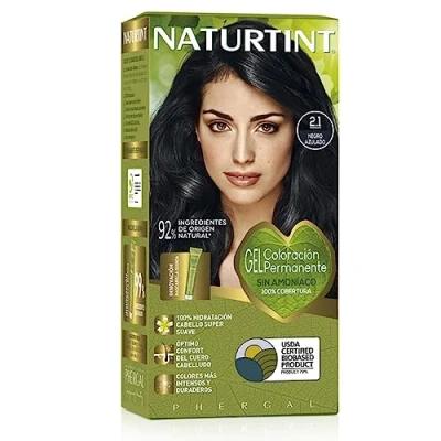 Imagen de NATURTINT Biobased, Coloración Permanente Sin Amoniaco, Tinte para el Cabello con Ingredientes Naturales, Color Intenso, Natural y Duradero, 2.1 Negro Azulado, 170ml (el empaque puede diferir)