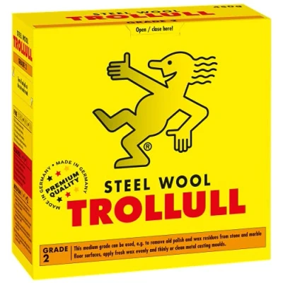 Imagen de Trollull Lana de acero alambre 450 g mediana 2, se puede utilizar para eliminar cera vieja o residuos pulido, aplicar limpiar moldes fundición metal