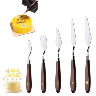 Imagen de 5 Piezas Spátulas Crema Pasteles, Espátula Juego De Paletas, para Decoración Paletas Untar Pasteles Raspadores Mezclar,
