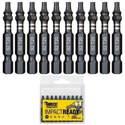 Imagen de 10 x SabreCut SCTX2050_10 50 mm T20 TX20 Destornillador de impacto Juego puntas Torx un solo extremo para trabajo pesado, incluida la caja almacenamiento