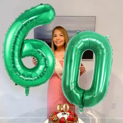 Imagen de Globos de Cumpleãnos Numeros 60 Verde,101 CM Globo Gigantes Grandes Decoracion,Globo Numero Niño Niña Adultos decorazione,Vuelan con Helio