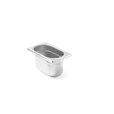 Imagen de HENDI Recipiente GN 1/9,contenedor GN,bordes redondeados,resistente a Temperaturas de 40 300C,apto para hornos,congeladores,calientaplatos,baño María,0.6L,176x108x(H) 65mm,acero inoxidable